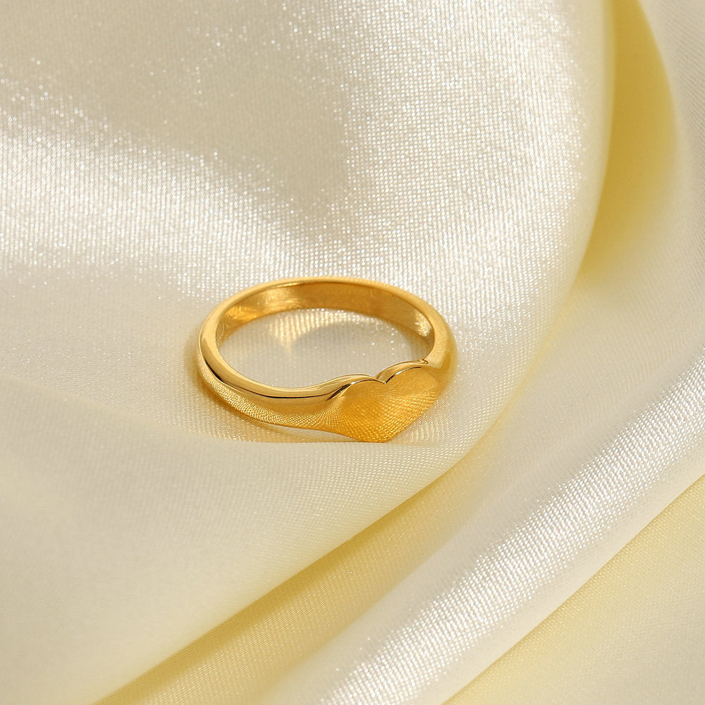 5pcs Thick Hollow Heart Ring Love Ring 18K Gold Plated Stainless Steel Chunky Ring Woman