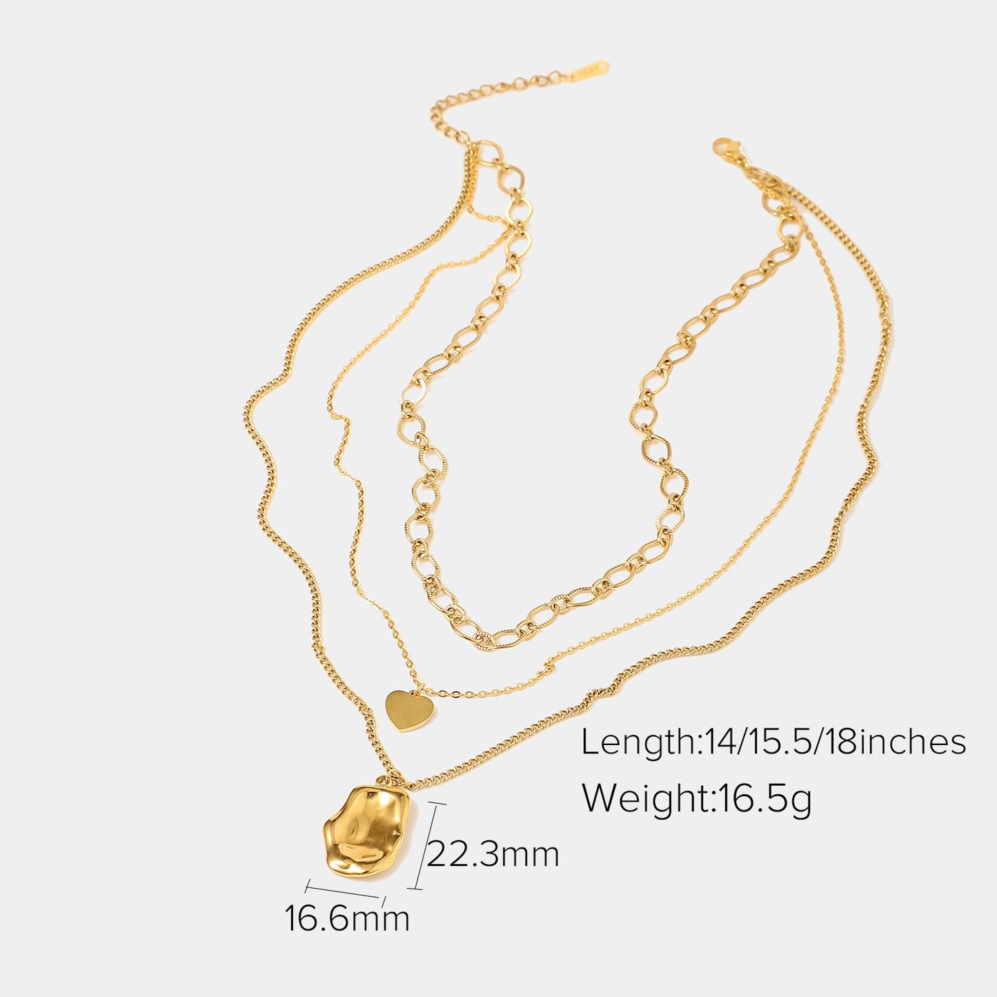 5pcs Titanium Steel Necklace 18K Gold Triple Chain Stainless Steel Necklace Women's Neck Chain