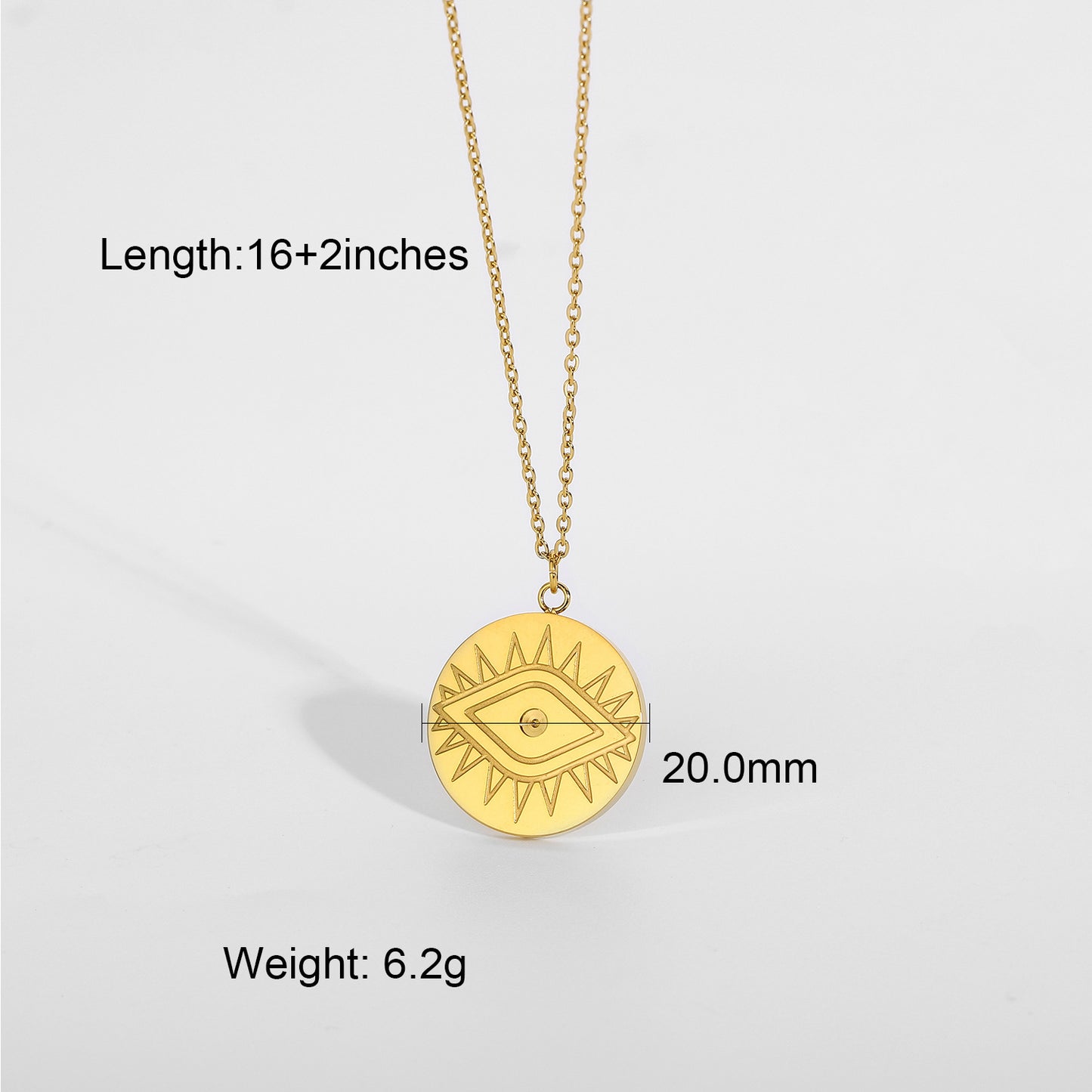 5pcs Devil Eyes Pendant Necklace 18K Gold Plated 316L Stainless Steel Coin Necklace For Men And Women Jewelry