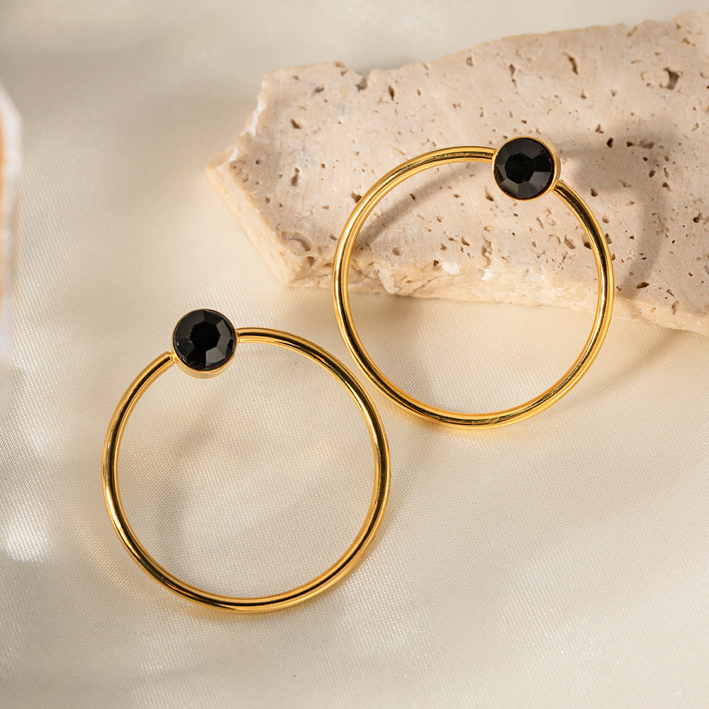 5pcs Premium Design 18K Gold Stainless Steel Cut Circle Stud Titanium Steel Earrings