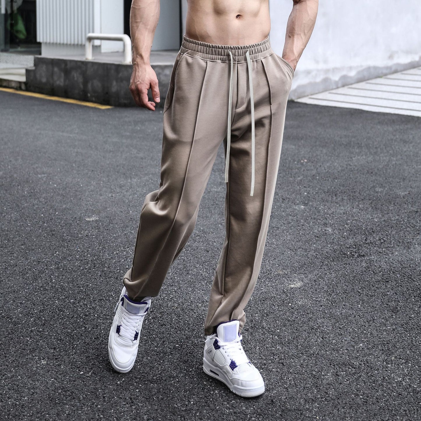 Spring And Autumn Casual Men's Pants Splicing Loose Daily Wear Straight Cylinder Outdoor New Thin Spot