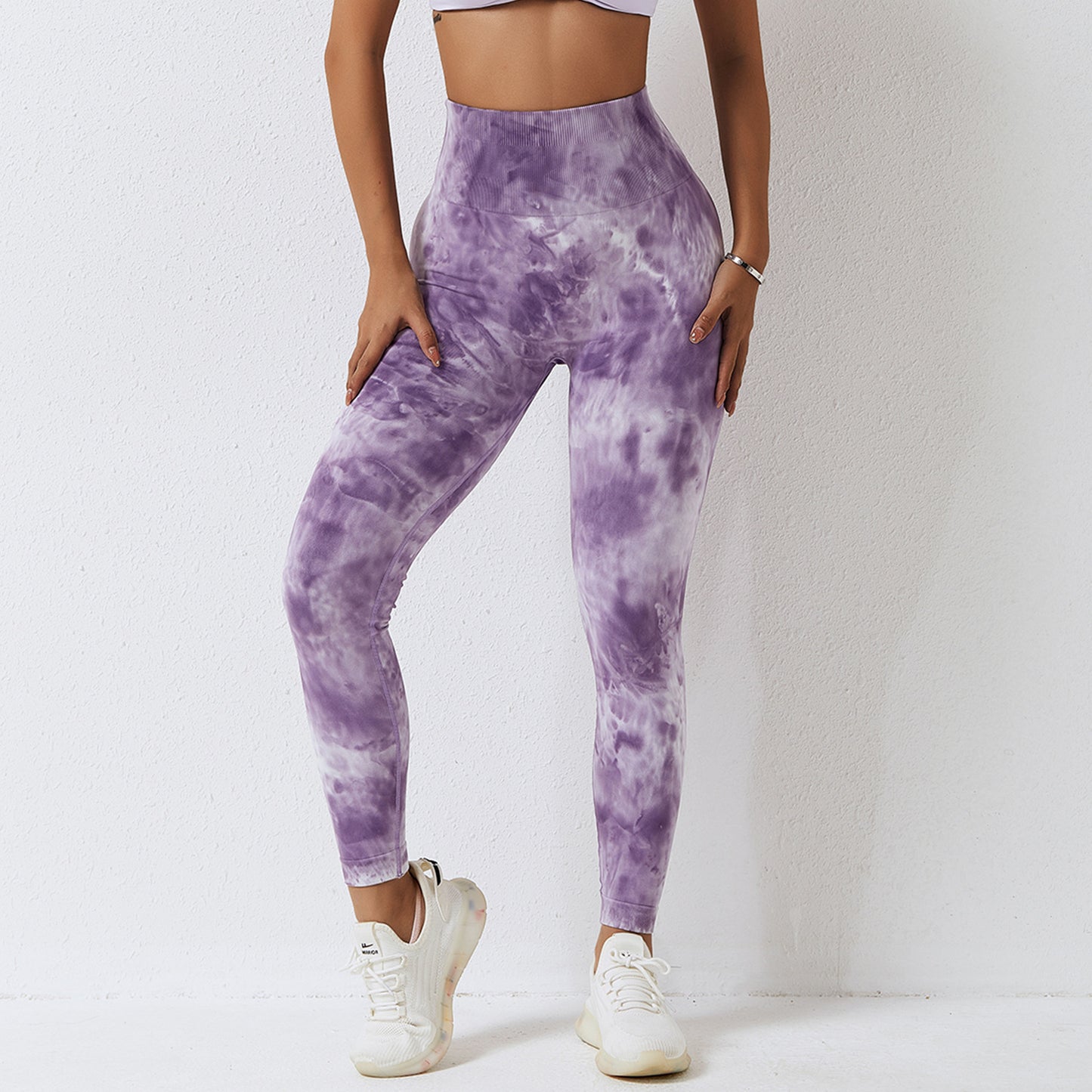 Tie Dye Seamless High Waist Yoga Pants Women's Tight Running Pants Quick Dry Peach Hip Lift Fitness Pants