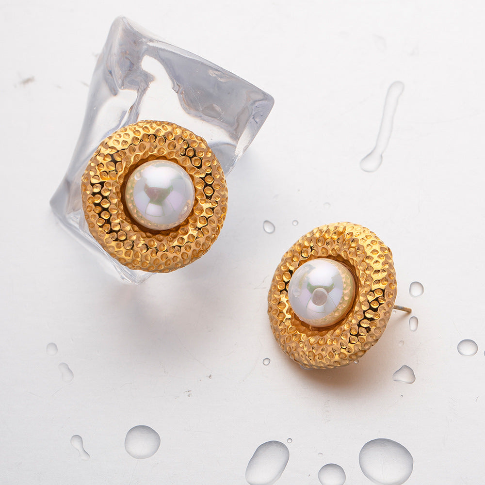 5pcs Elegant Fashion Love Earrings 18K Gold Round Pendant Earrings Stainless Steel Earrings Jewelry
