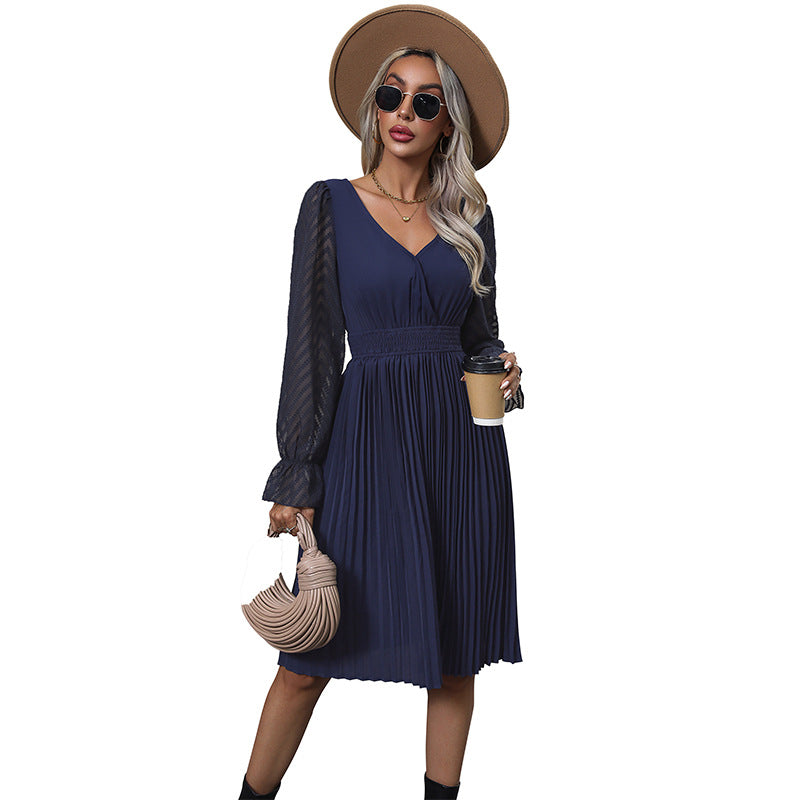 Autumn New Fashion Women's Dress Solid Color Elegance