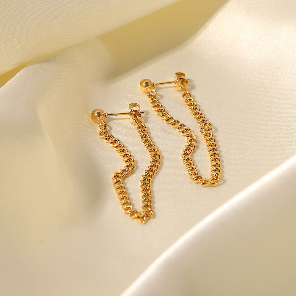 5pcs Titanium Steel Earrings Allergy Resistant Non Fading Stainless Steel Chain Earrings Accessories For Women