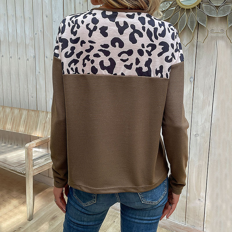 New Autumn New Women's Long-Sleeved Leopard Knitwear Autumn