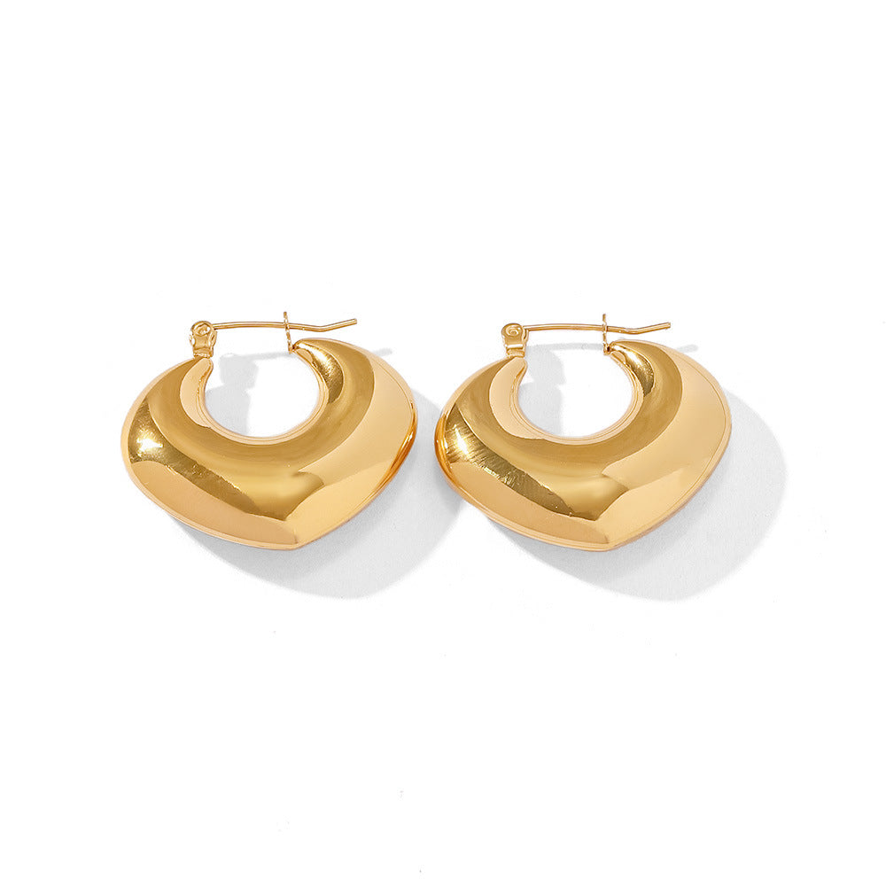 5pcs New Titanium Steel Earrings Women's Fashion With Stainless Steel Light Luxury Plump Hollow Earrings