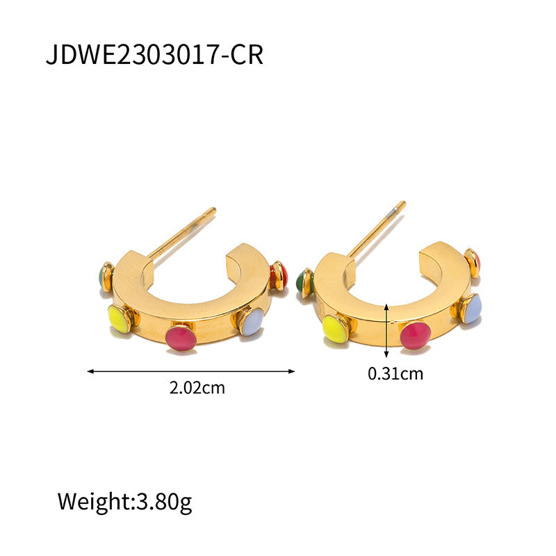 5pcs Earrings 18K Gold C-Shaped White Pearl Earrings High Design Non-Fading Earrings For Women