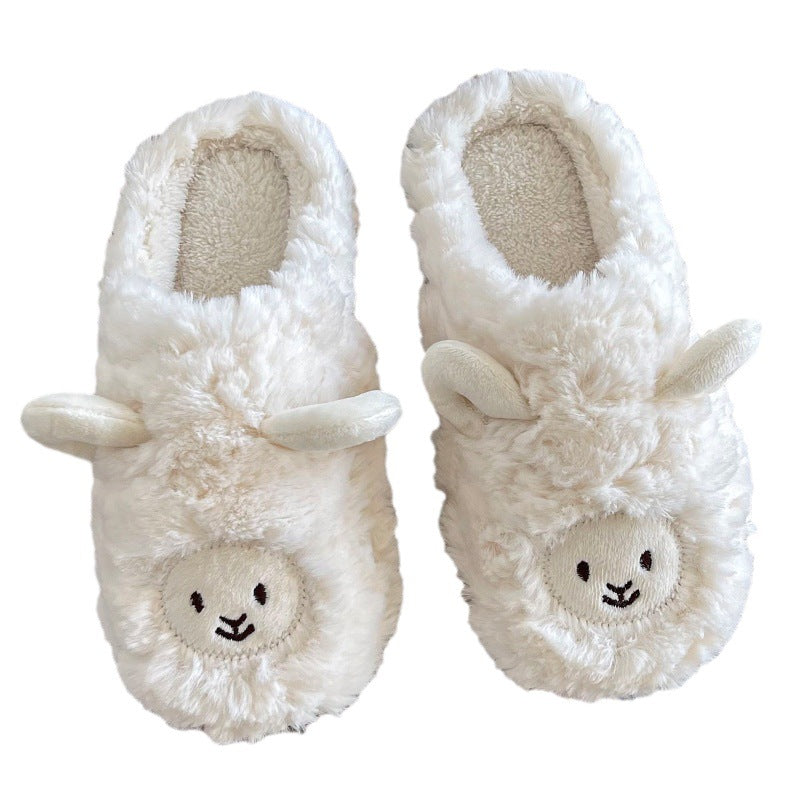 Winter Lovely Home Sheep Cotton Slippers Male And Female Couples Warm Students Home Indoor Non-Slip Plush Cotton Slippers