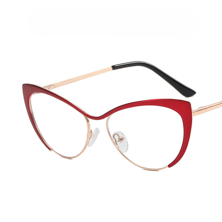 Steel Triangle Cat Eye Metal Frame New Anti-Blue Light Mirror Can Be Equipped With Myopia Frame