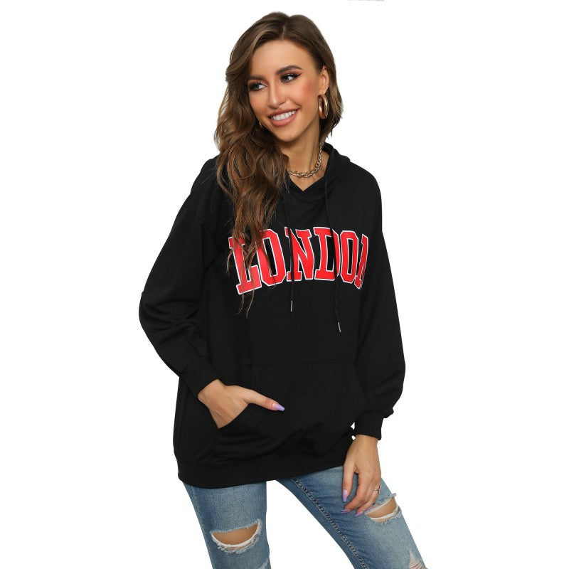 Stay Cozy and Stylish with Our New Women's Hooded Letter Print Hoodie - Your Perfect Casual Pullover for Autumn and Winte