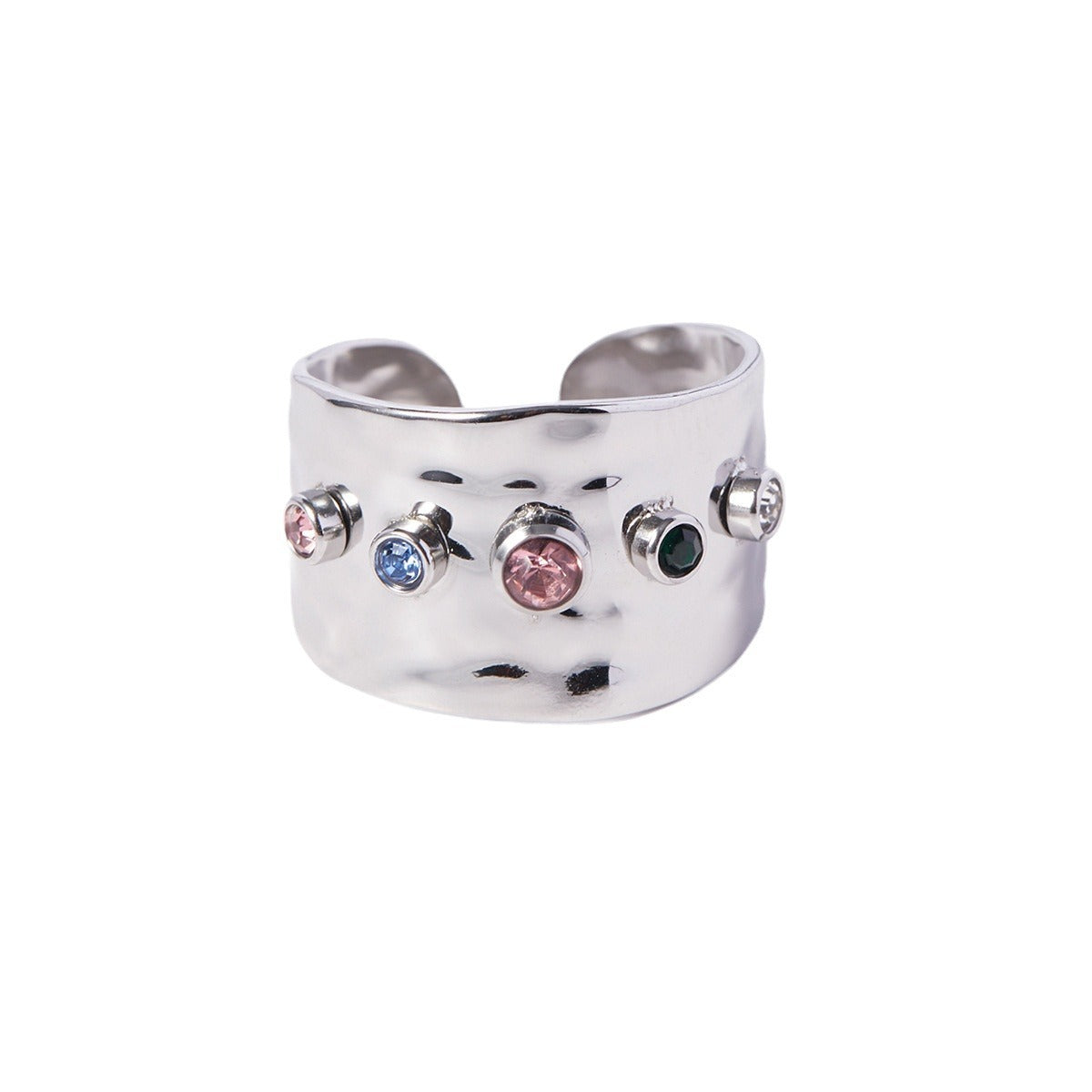 5pcs Color Zircon Open Jewelry Ladies Stainless Steel Color Personality Ring