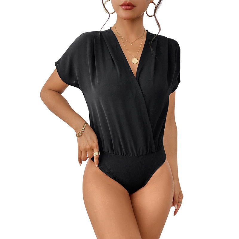 Summer New Fashion Women's Black Short Sleeve Style Onesie