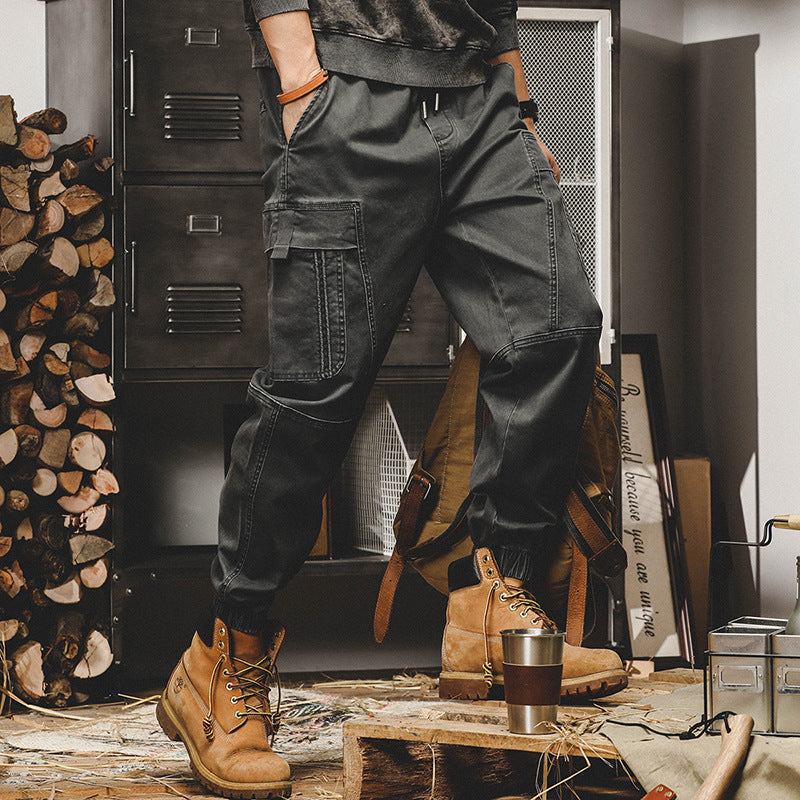 Heavy Vintage Cargo Pants Men Loose Straight Tube Spring And Autumn Casual Pants Men Wide Legs Large Size Corset Pants