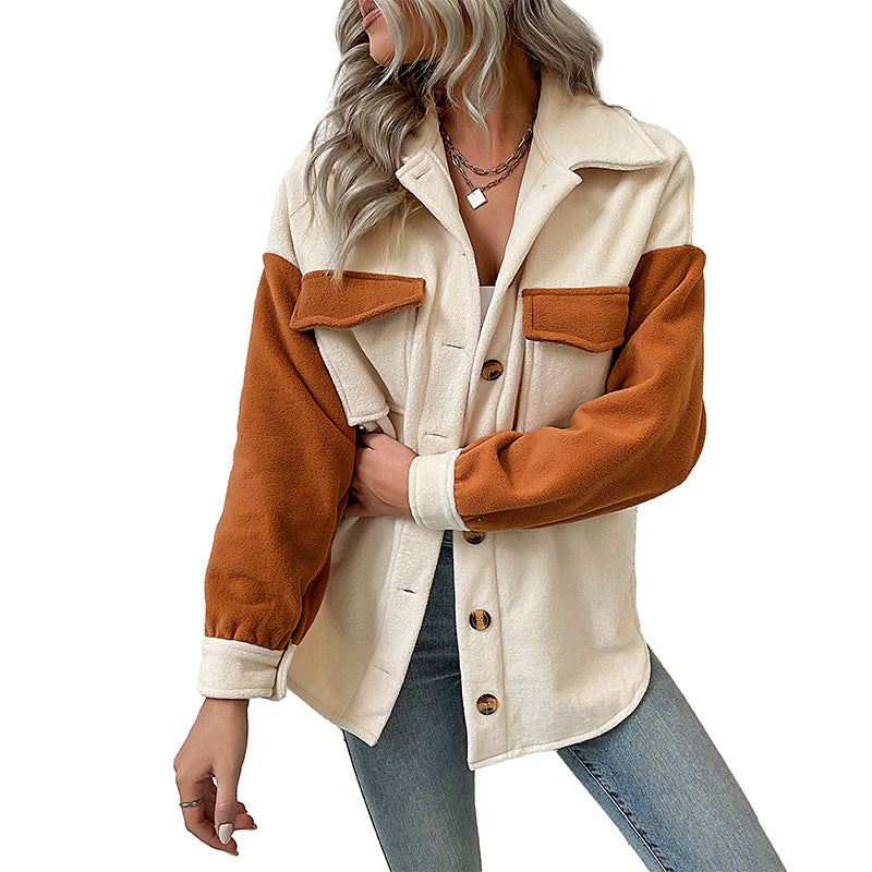 Autumn and Winter New Fashion Women's Lapel Long-Sleeved Fleece Coat: Stylish and Cozy Outerwear