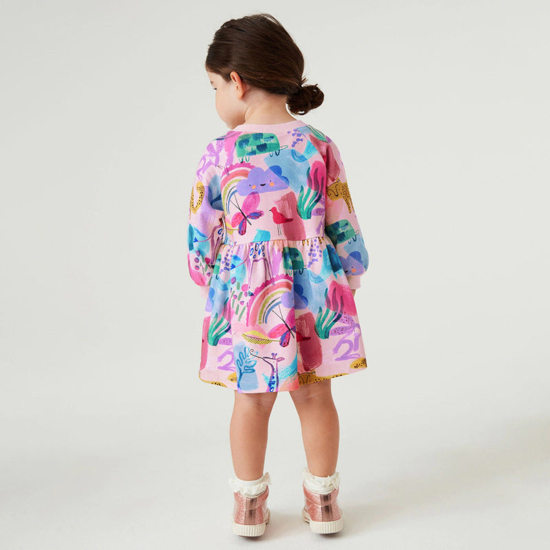 Girls Dress Autumn Long Sleeve Children's Skirt Home Casual Cotton Children's Dress