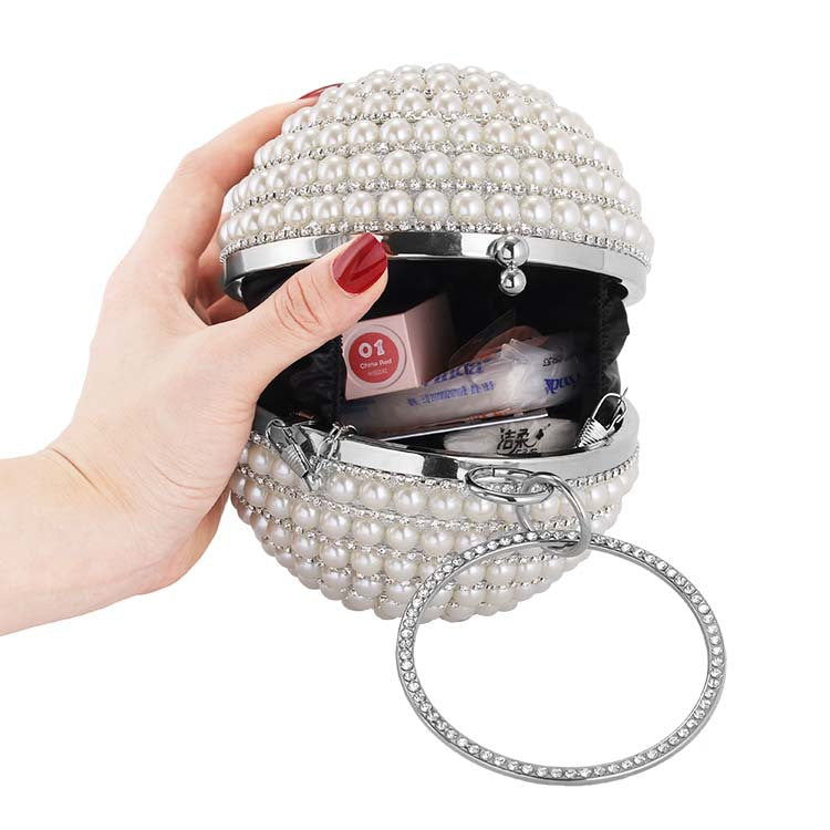 New Round Ball Dinner Bag Diamond Evening Bag Diamond Ring Dinner Bag Hand Dress Bag Women's Bag