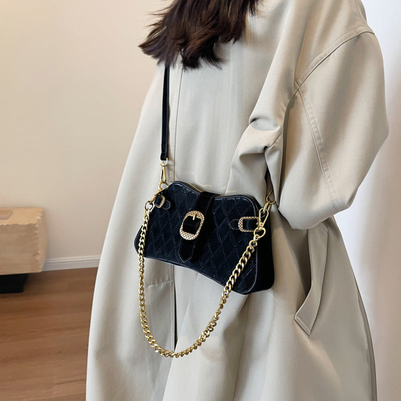 Fashion Fashion Small Handbag Female New Niche All Matching Diamond Lattice Small Square Bag Simple Underarm Bag