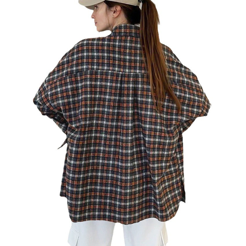 Fall Women's American College Print Shirt Jacket Women's Loose Trend Pocket Cargo Lapel Jacket