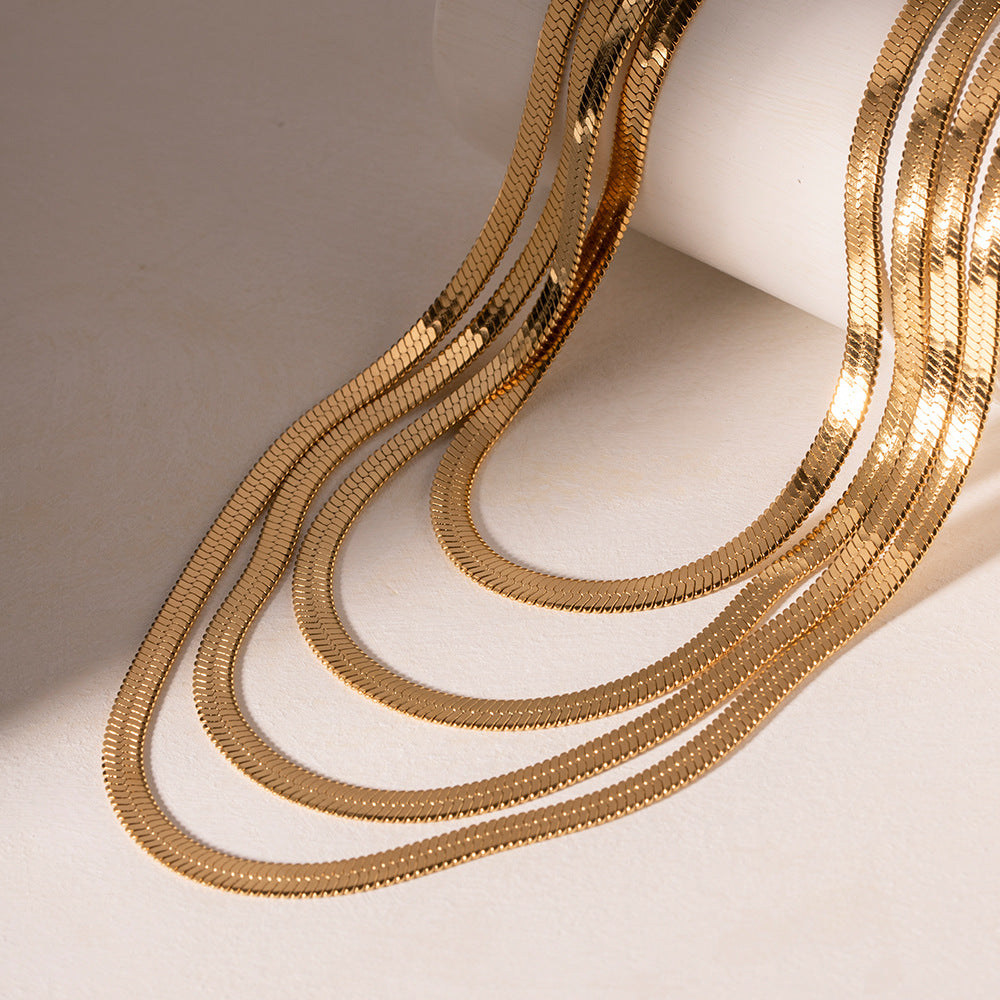5pcs Titanium Steel Necklace Jewelry Stainless Steel Gold 5Mm Piece Chain Snake Chain Necklace Necklace For Women