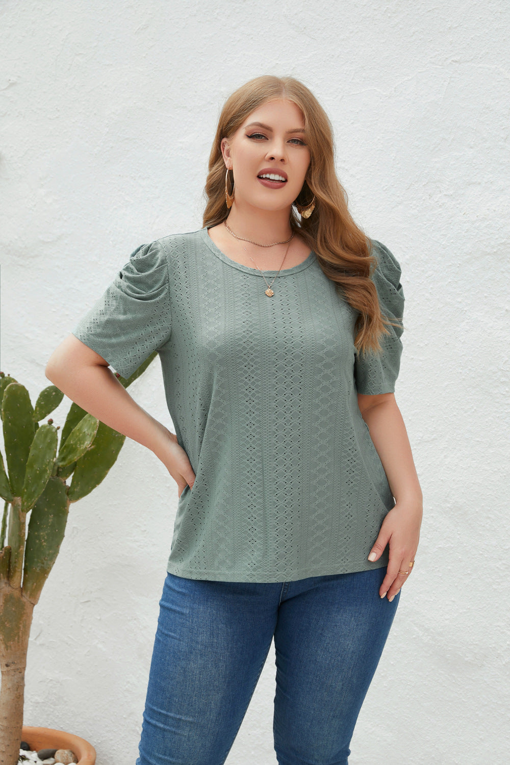 Spring Summer Women's Loose Casual T-Shirt Large Size Women's Round Neck Short Sleeve Commuter Large Size Top