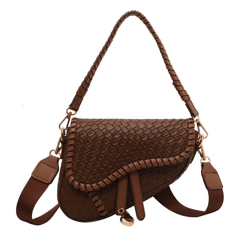 New Large Capacity Fashion Single Shoulder Crossbody Bag in Imitation Woven Fabric