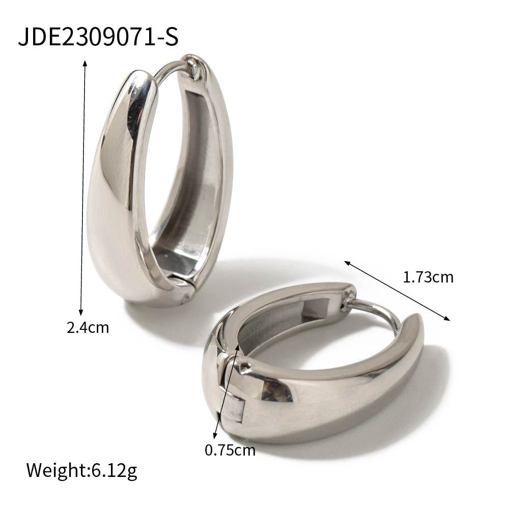 5pcs Stylish 16K Gold Stainless Steel Oval Earring Buckle Earrings Stud Earrings