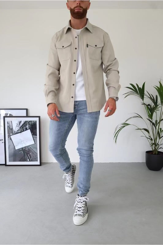Autumn And Winter New Men's Youth Casual Men's Shirt Spot Grinding