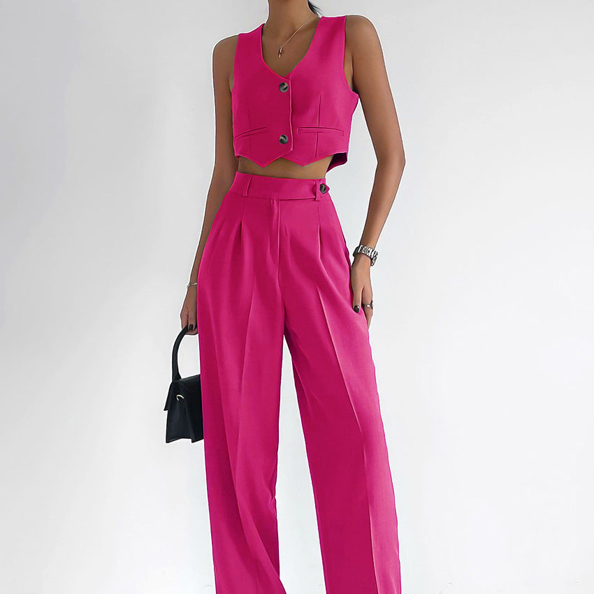 Wind Spring And Summer New Leisure Temperament Commute Solid Color Slim Fashion Cotton Linen Suit Vest Woman