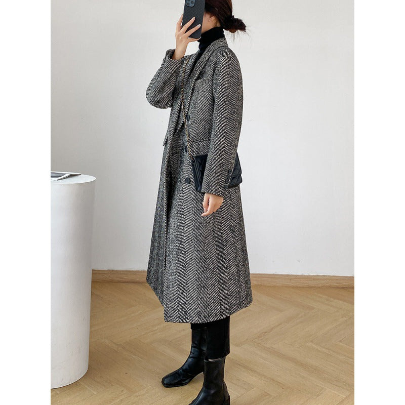 Gray Wool Coat Women's New Autumn And Winter Suit Collar Wool Coat