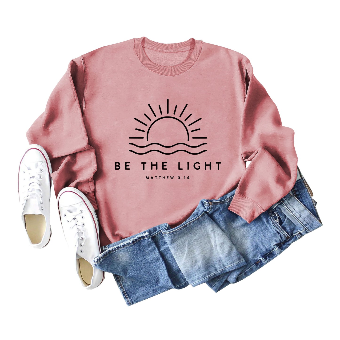 Fun Casual Be The Light Matthew Loose Long-Sleeved Hoodie For Women