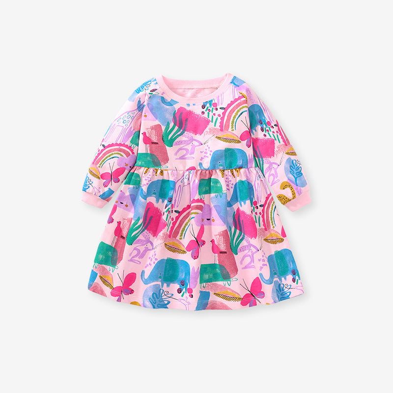 Girls Dress Autumn Long Sleeve Children's Skirt Home Casual Cotton Children's Dress