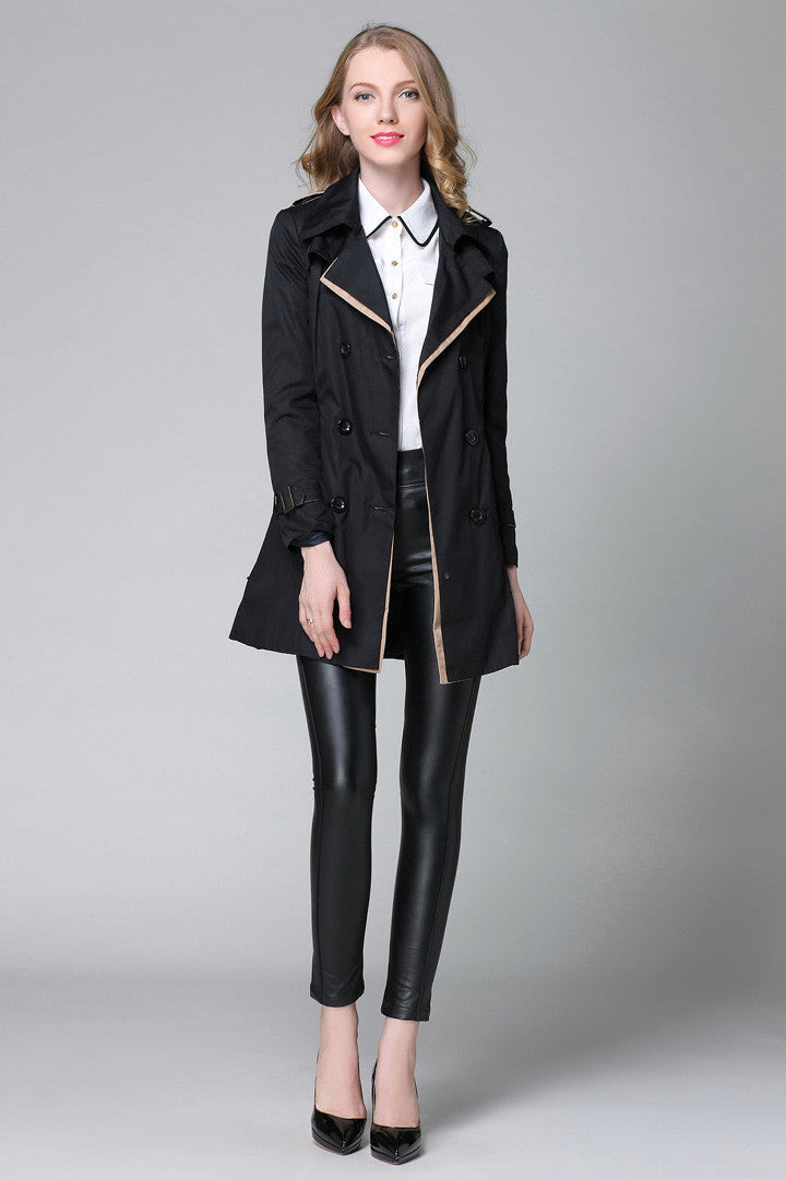 Spring And Autumn New Fashion Women's Long Double-Breasted Color Trench Coat Version Slimming Slim Coat A Hair