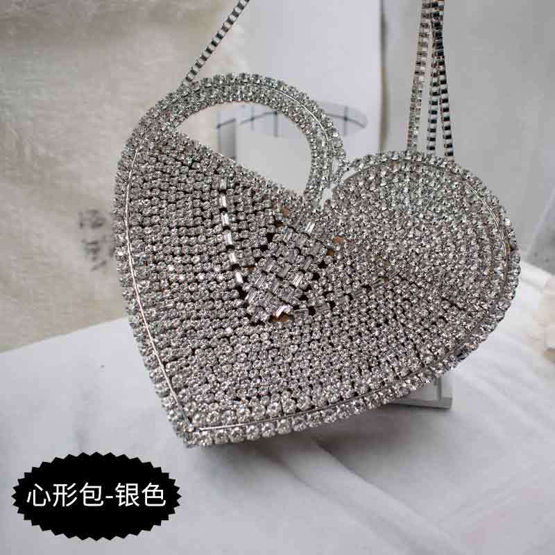 Summer New Popular Diamond-Encrusted Niche Diy Dinner Party Pearl Hand-Held Diagonal Banquet Bag