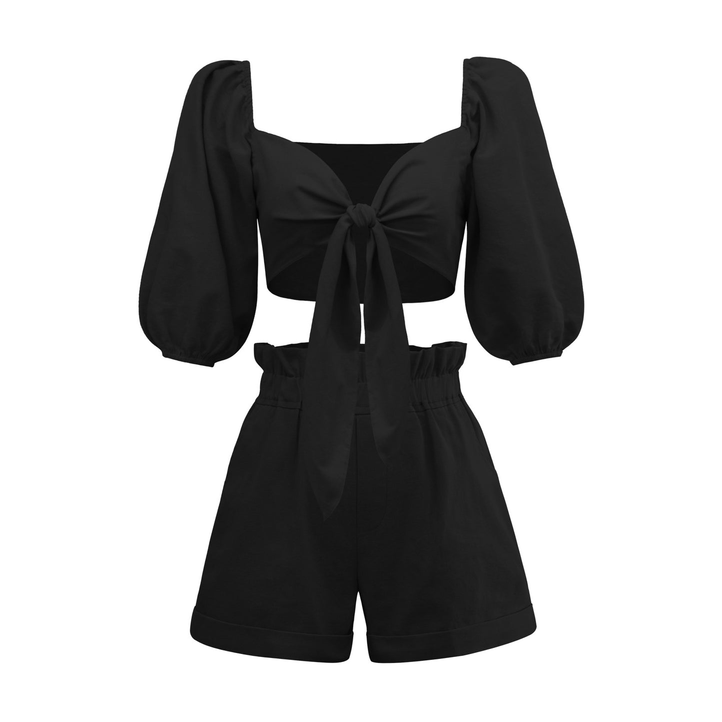 New Sexy Two-Piece Women's High-Waisted Shorts Cardigan Spice Girl Top Fashion Casual Suit
