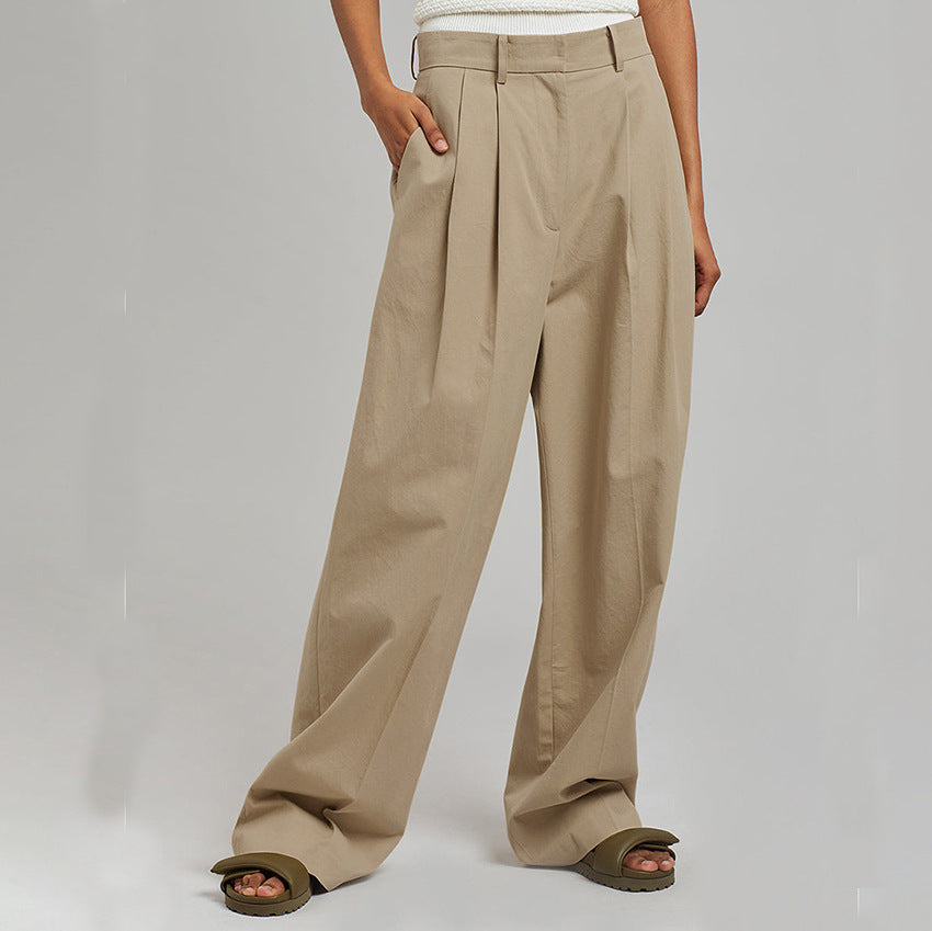 Khaki Cotton Broadfoot Pants Pendant Pants New Autumn Fashion Casual Dress Pants Women