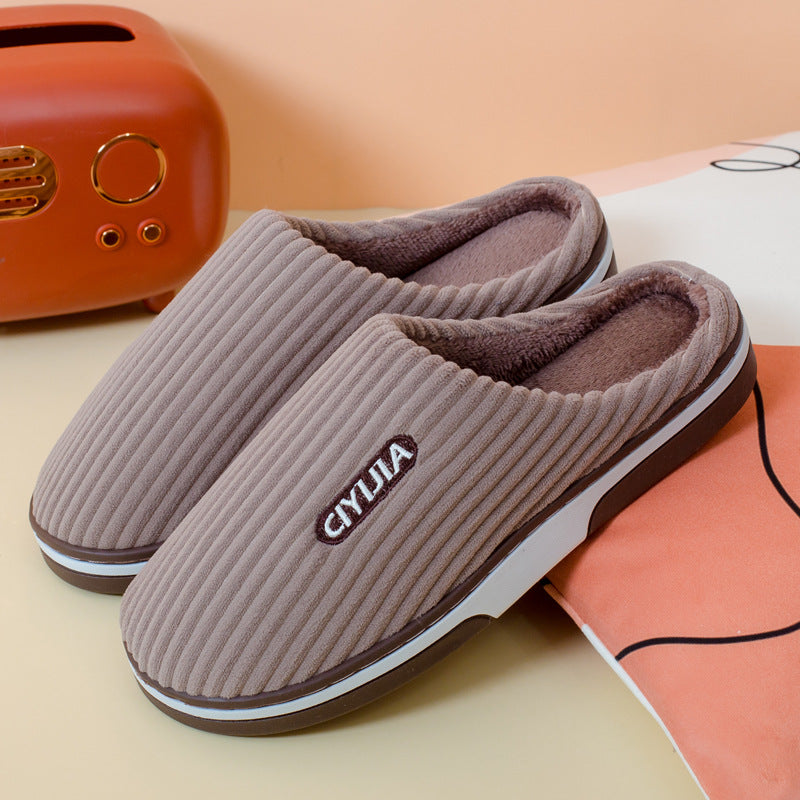 Slippers Autumn And Winter Warm Home Indoor Men And Women Couples Cotton Drag Thickened Non-Slip Plush Thick Cotton Slippers