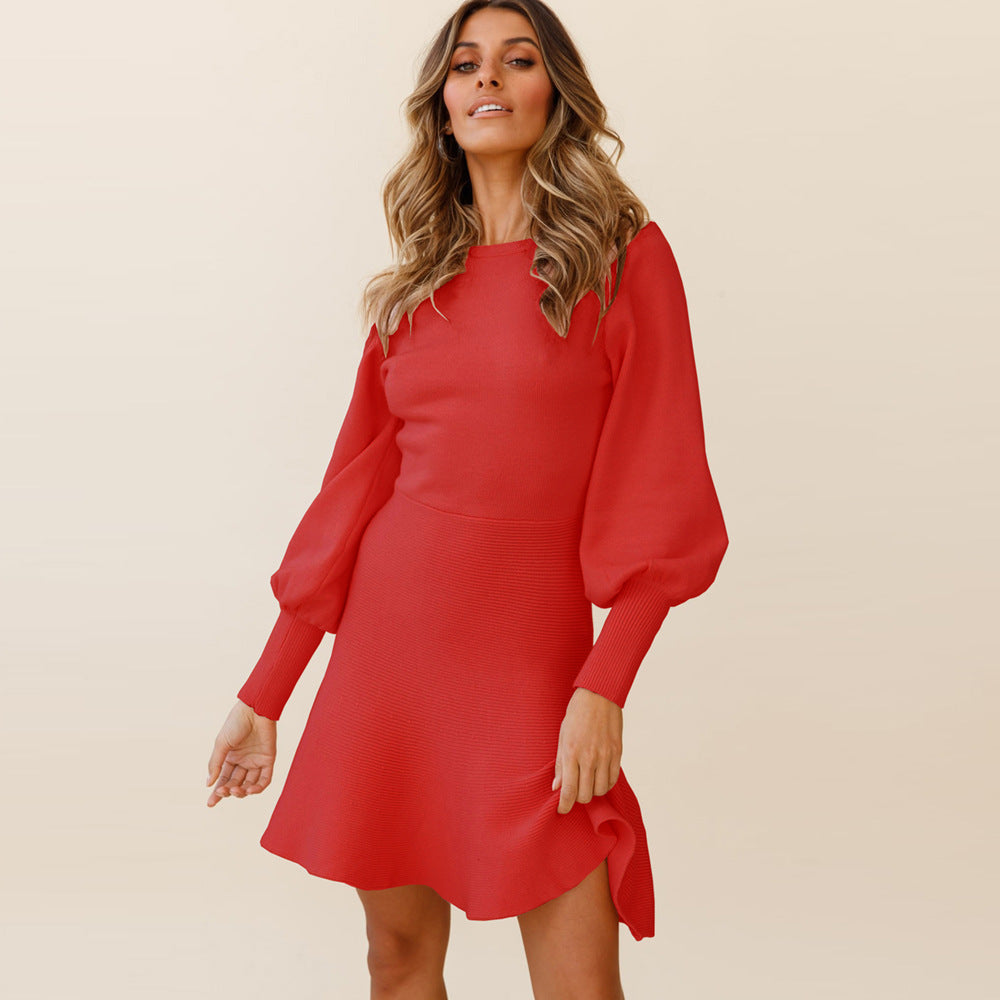 Knitted Dress Plus-Size Women's Autumn And Winter New Skirt Slimming Temperament Sweater Dress