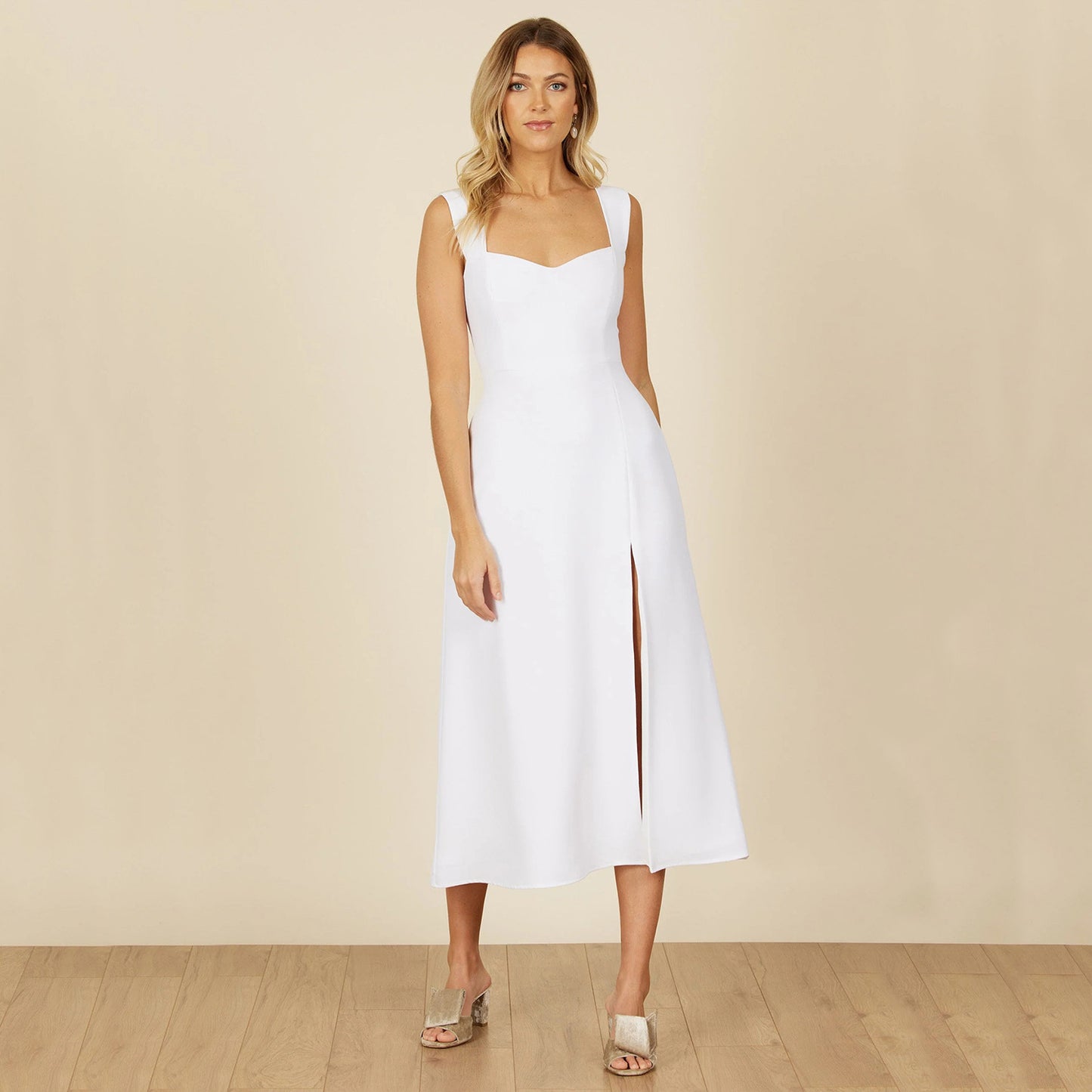 Y2K Light Luxury Women's Plain High Waist Split Shoulder Skirt Waist A-Line Long Skirt Dress