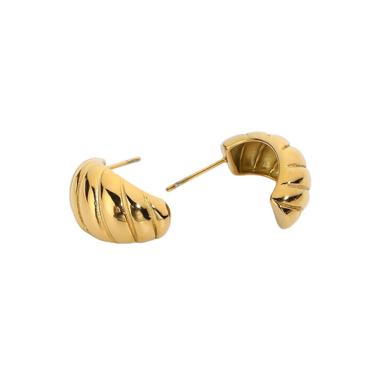 5pcs Fashion Small Titanium Steel Croissant Earrings Fashion 18K Vacuum Electroplating Gold Plated Stainless Steel Earrings Jewelry