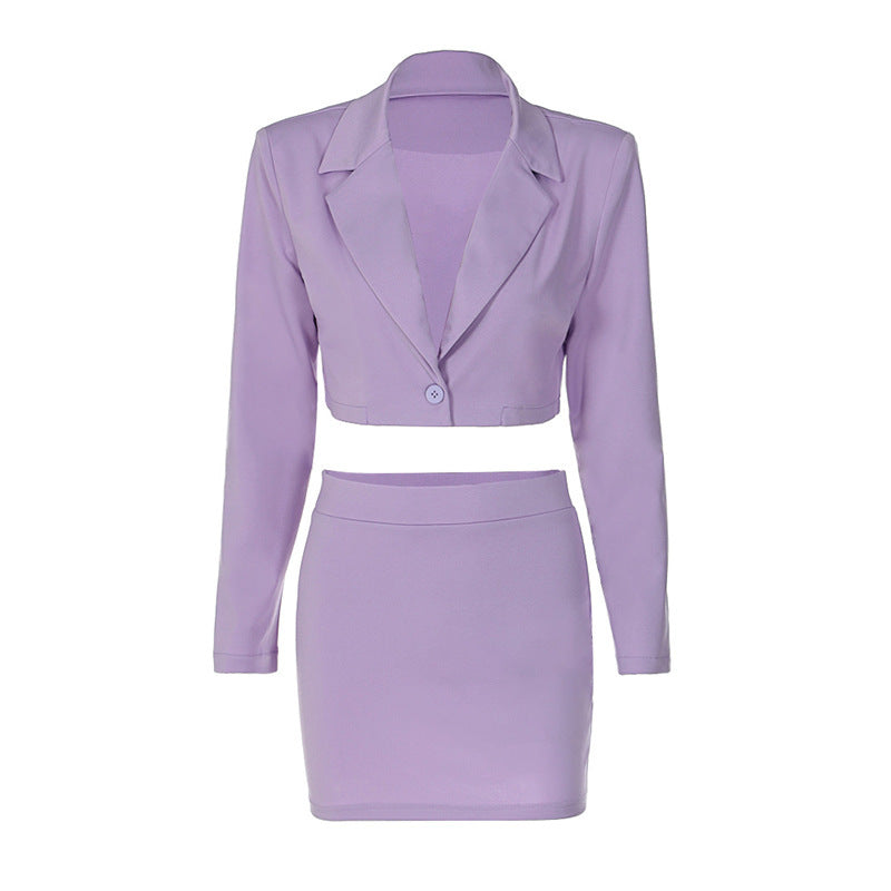 Commuter Urban Style Women's Short Small Suit Top Coat Bag Buttock Skirt Two-Piece Casual Suit Suit
