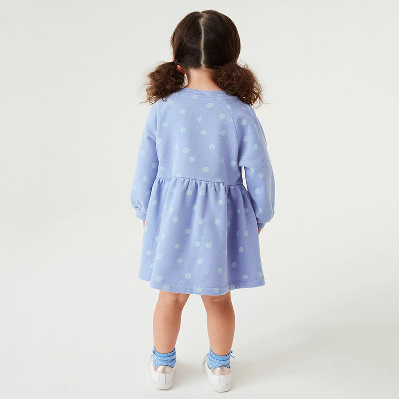 Girls Dress Autumn Long-Sleeved Children's Hoodie Pure Cotton Lovely Embroidered Children's Skirt