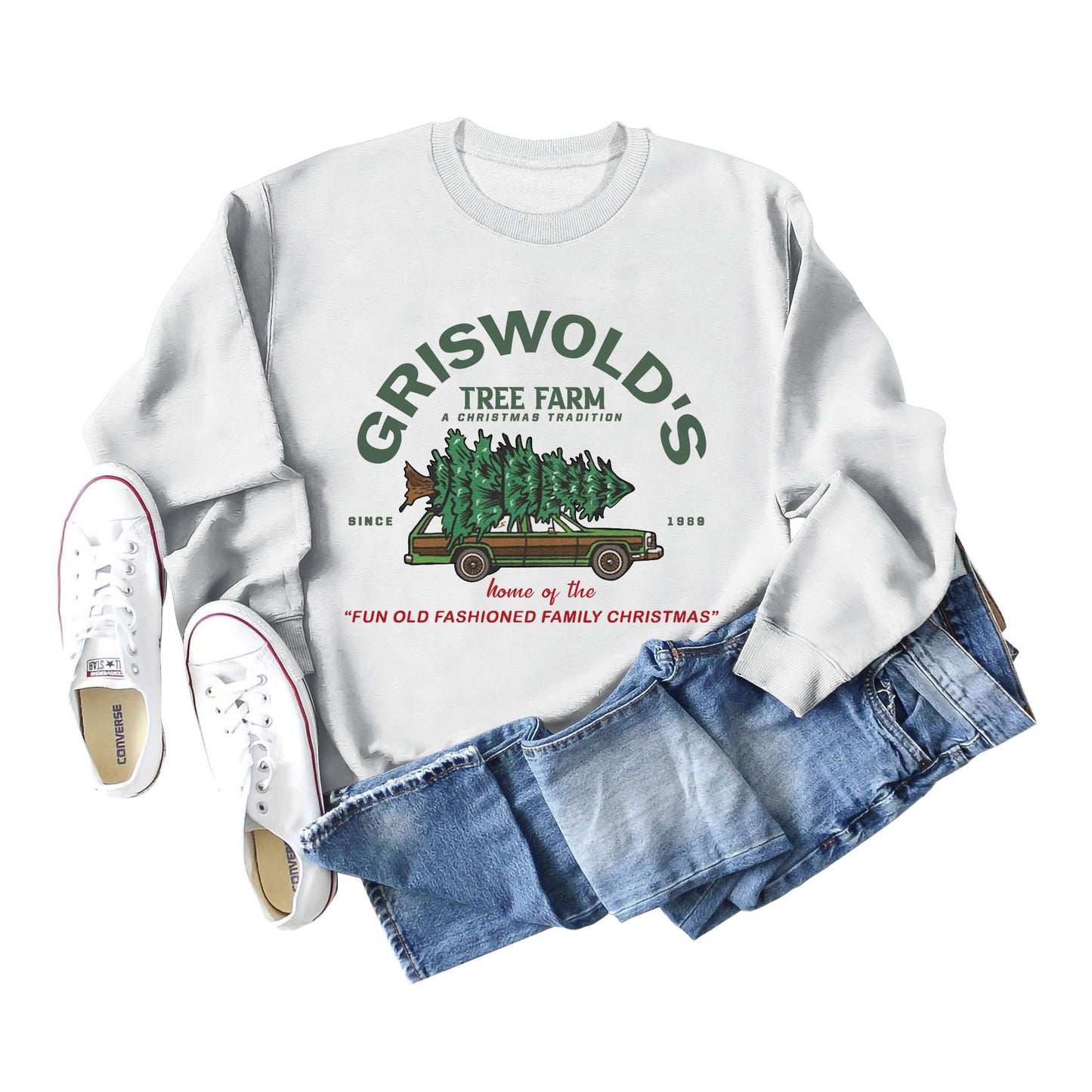 Griswold's Christmas Tree Letter Round Neck Long Sleeve Christmas Plus Size Women's Hoodie