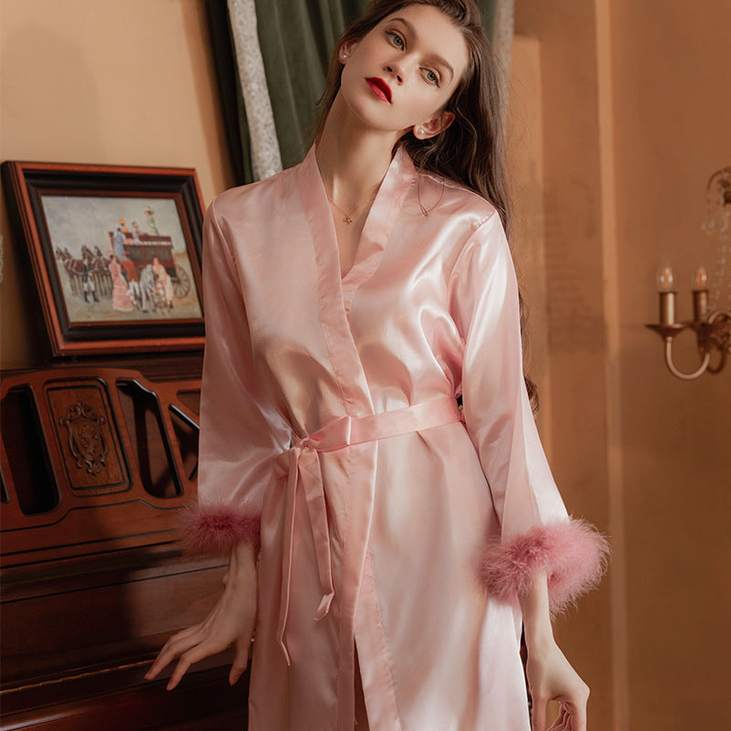 Bride Bridal Gown Ladies Feathered Gown Wedding Makeup Bridesmaids Get Married And Wear Tinted Bathrobes
