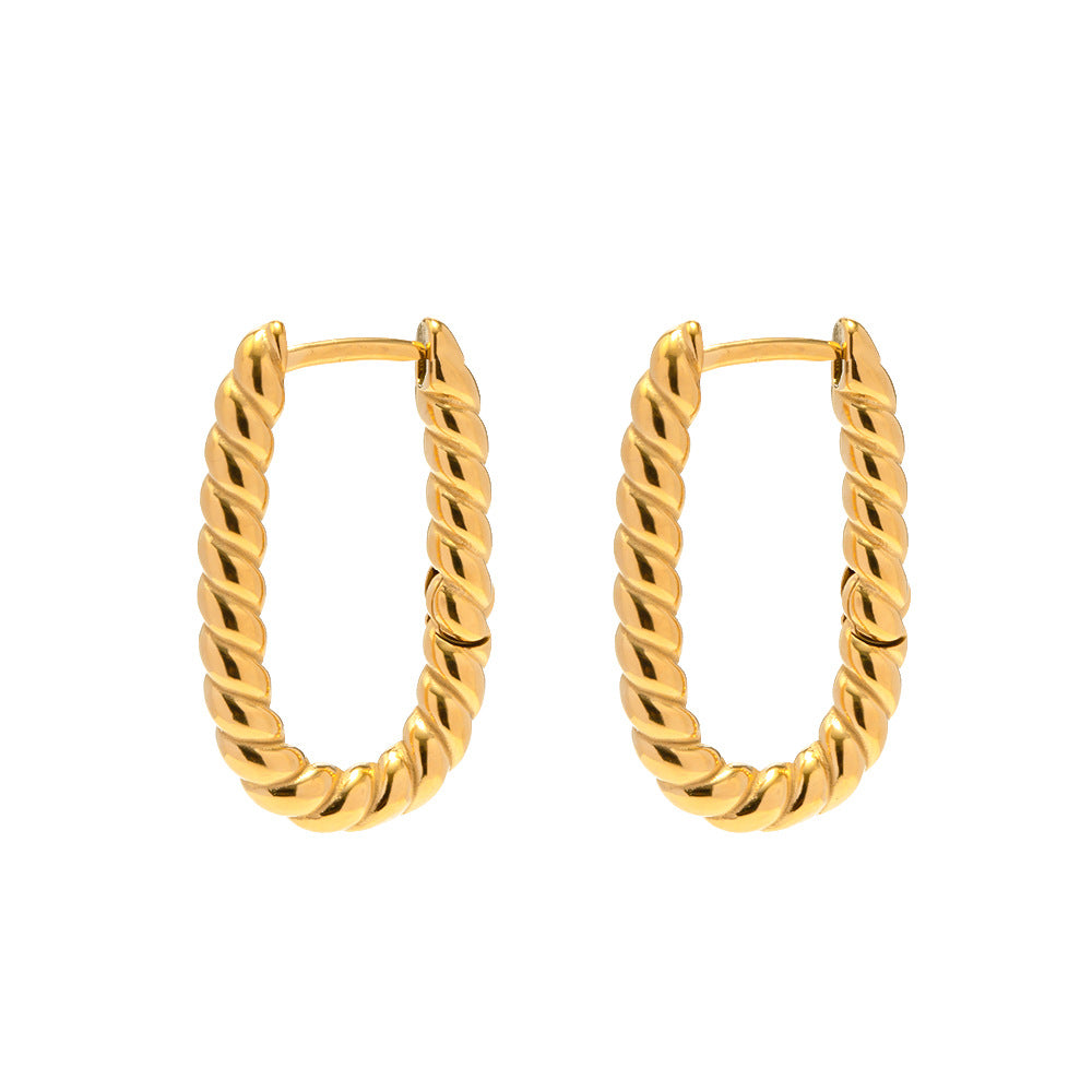 5pcs 18K Gold Stainless Steel Symmetrical Woven Earrings Do Not Fade Niche Design All-Matching Earrings