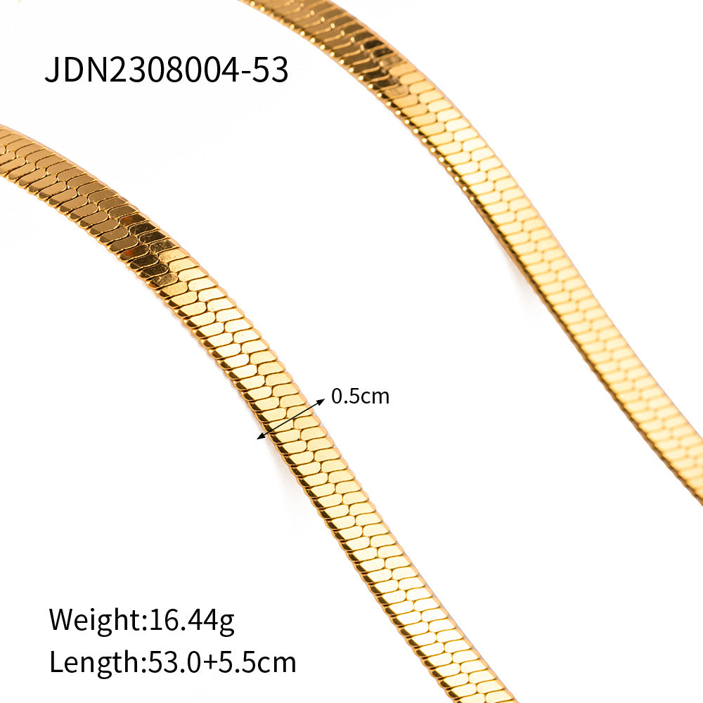 5pcs Titanium Steel Necklace Jewelry Stainless Steel Gold 5Mm Piece Chain Snake Chain Necklace Necklace For Women