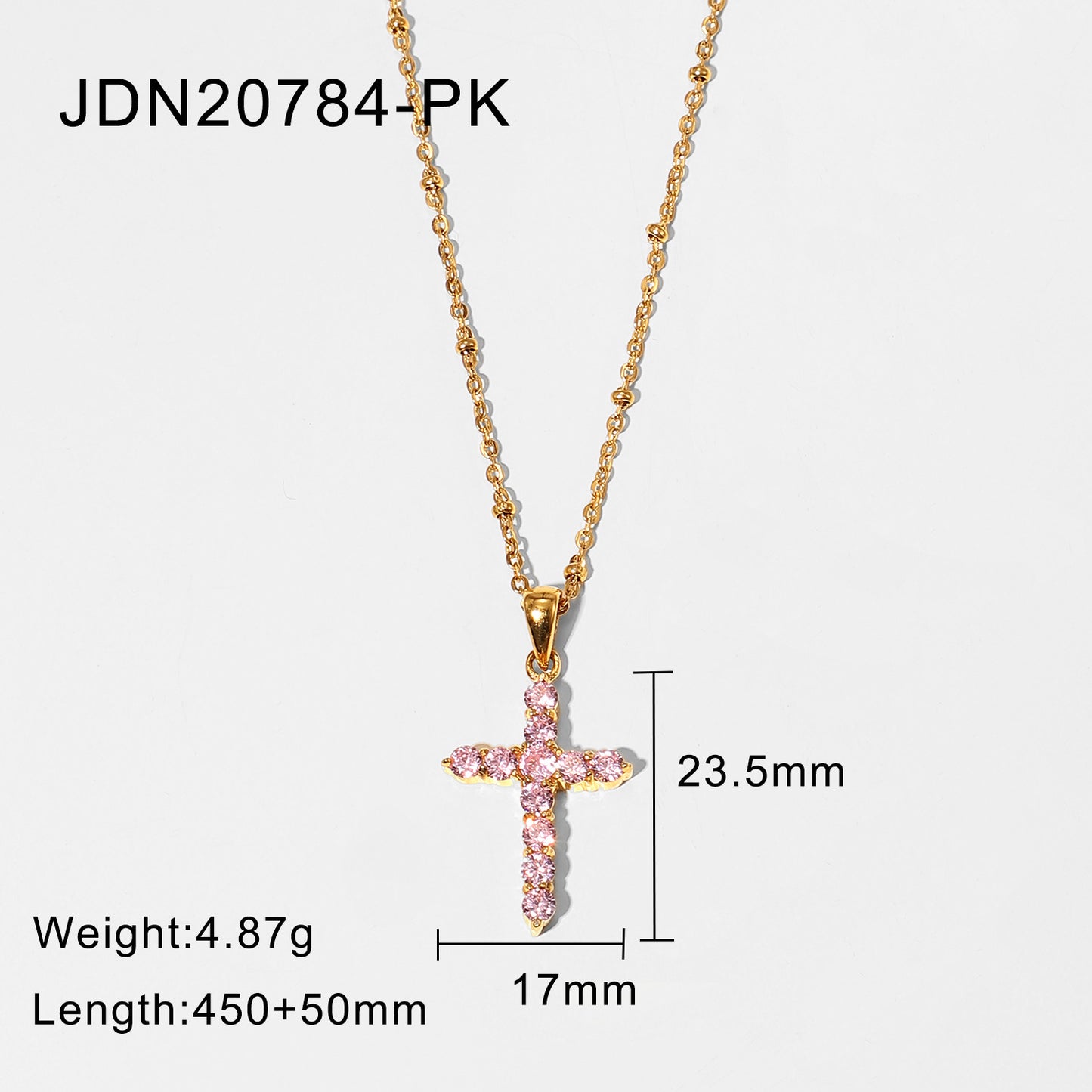 5pcs Accessories Popular Necklace 18K Gold Plated Stainless Steel Zircon Cross Pendant Necklace For Women