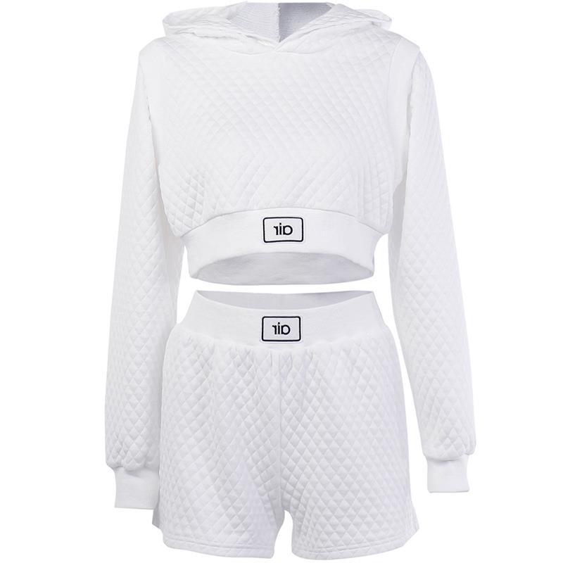 Fake Two Hooded Shorts Suit Autumn Fashion Casual Sports Outside Wearing Set