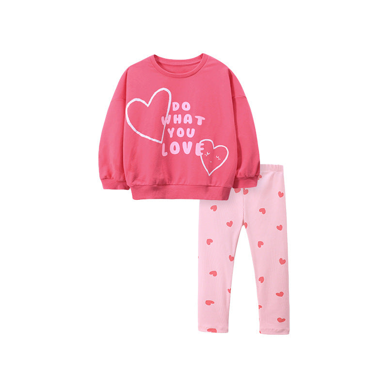 Autumn New Girls Hoodie Set Cartoon Children's Long-Sleeved Cotton Children's Set