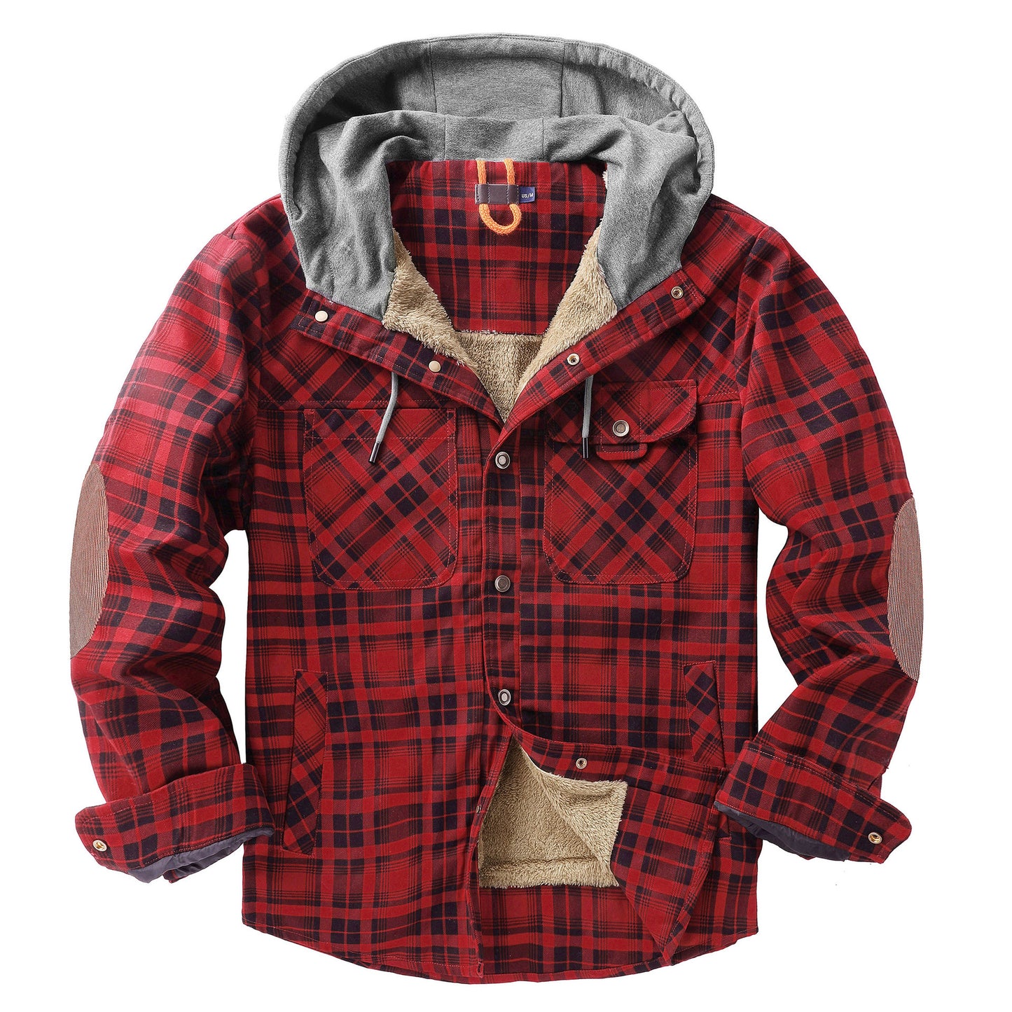 Men's Coat Plaid Shirt Plus Fleece Large Size Winter Windproof Warm Hooded Cotton Jacket